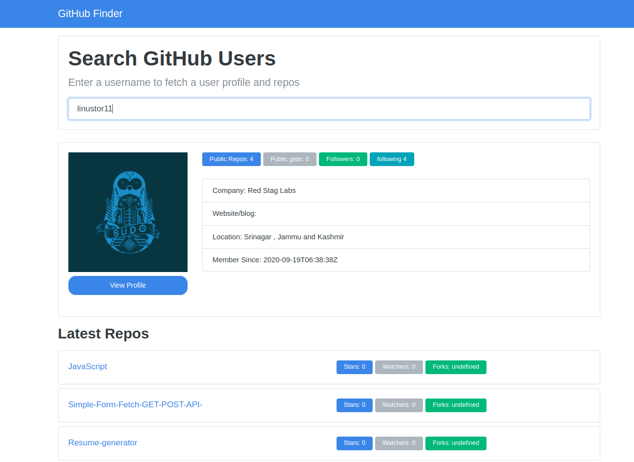 GitHub Finder